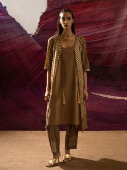 Banana Labs - Women's Brown Aurum Gilded Muddy Zari Shrug