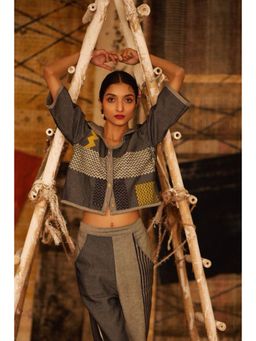 Banana Labs - Off-white Sequence Denim Cropped Shirt