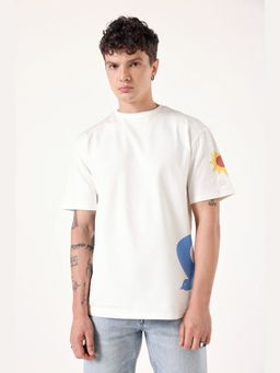 Muvazo - Lit Fit Oversized Unisex White T-shirt