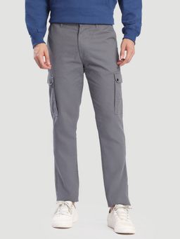 Bene Kleed - Men Grey Cotton Solid Slim Fit Cargo