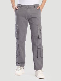 Bene Kleed - Men Grey Cotton Solid Cargo