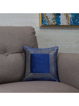 HomeTown - Milan Border Embroidered Cushion Cover 30 x 30 Cm in Navy Colour