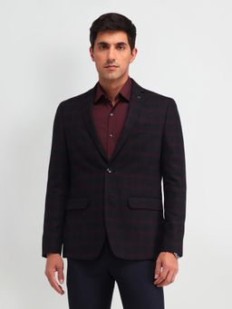 Arrow - Checks Navy Blue Full Sleeves Blazer