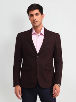 Arrow - Textured Maroon Full Sleeves Blazer