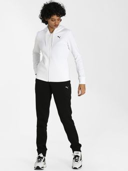 Puma - Classic Regular Fit Hooded Womens White Track Suit (Set of 2)