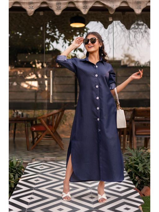 Long Denim Shirt Dress Denim Maxi Dresses On Sale Calmna Maisha