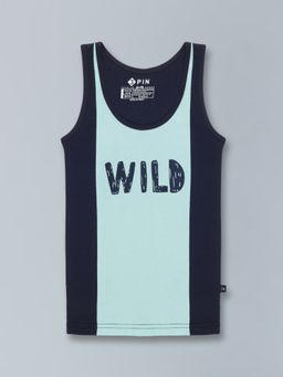 3PIN - Boys Navy & Aqua Cut & Sew Wild Printed Cotton Vest