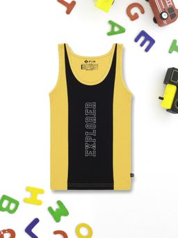 3PIN - Boys Mustard & Black Cut & Sew Explorer Printed Cotton Vest