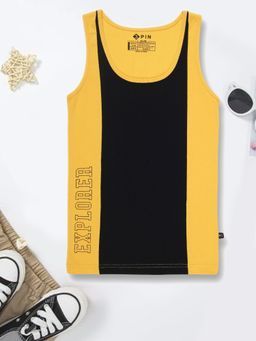 3PIN - Boys Mustard & Black Cut & Sew Colorblock Explorer Cotton Vest