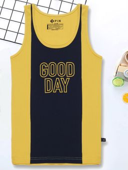 3PIN - Boys Yellow & Navy Cut & Sew Good Day Printed Cotton Vest