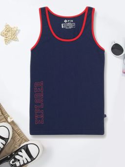 3PIN - Boys Navy Explorer Printed Cotton Vest