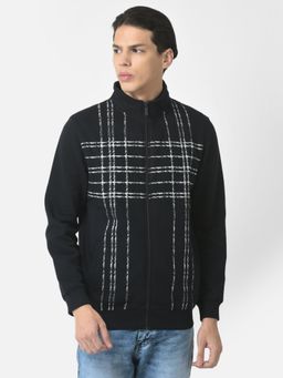 CRIMSOUNE CLUB - Men Navy Blue Sweatshirt with Zipper Front