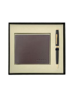 Cross - Coventry Black Lacquer Pen With Brown Card Wallet (Set of 2)