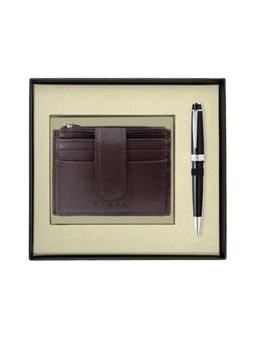 Cross - Bailey Light Black Pen With Brown Card Holder (Set of 2)