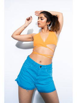 FREAKINS - Cobalt Blue Raw Hem Shorts