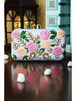 NR by Nidhi Rathi - Blue Embroidered Box Clutch