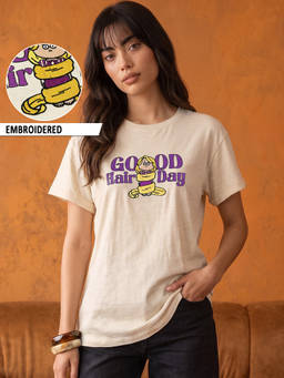 Bewakoof - Disney Rapunzel Women Beige Good Hair Day Graphic Printed Boyfriend T-shirt