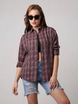 BLNK - Women Pink Checkered Casual Shirt