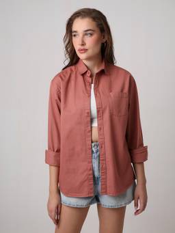 BLNK - Women Peach Twill Oversized Shirt