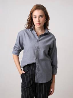 BLNK - Women Grey Cotton Core Shirt