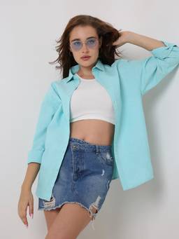 BLNK - Women Green Classic Oxford Oversized Shirt