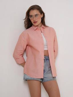 BLNK - Women Peach Classic Oxford Oversized Shirt