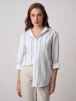 BLNK - Women White Sleek Striped Casual Shirt