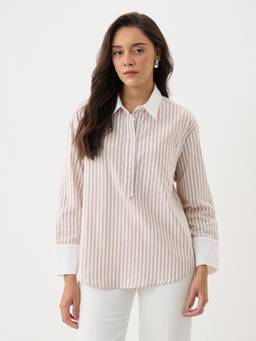 Femmella - Women Beige Stripe Tunic