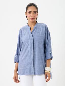 Femmella - Blue Chambray Oversized Shirt