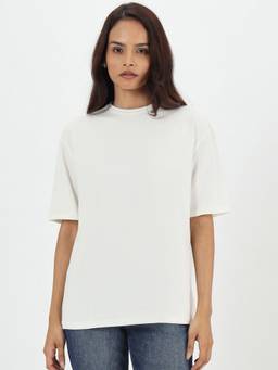 Femmella - White Oversize Cotton Knit T-Shirt