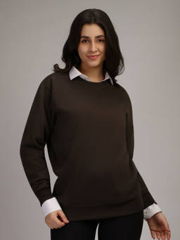 HONNETE - Women Green Winter Fleece Solid Sweatshirt