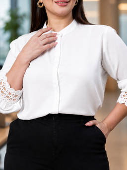 Style Quotient - Plus Women White Polyester Formal Shirt