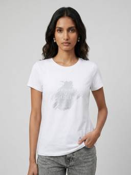 Spykar - Women White Regular Fit T-Shirt