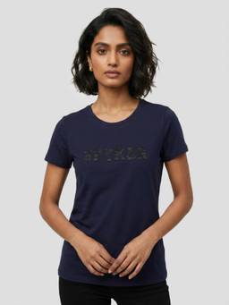 Spykar - Women Navy Blue Regular Fit T-Shirt