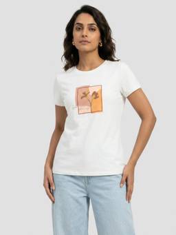 Spykar - Women White Regular Fit T-Shirt