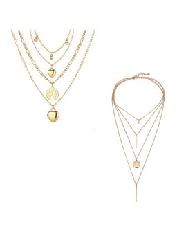 Jewels Galaxy - Jewellery For Women Gold-Plated Layered Necklace (Set of 2)