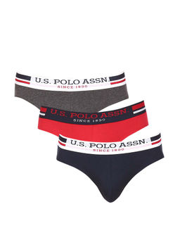 U.S. POLO ASSN. - Men Assorted I006 Mid Rise Contrast Waist Briefs Multi-Color (Pack of 3)