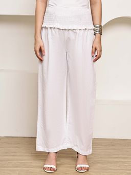 Secret Wish - White Solid Poplin Maternity Pant
