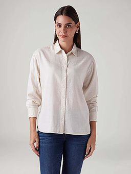 Levi's - Women Cream Textured Relaxed Fit Shirt