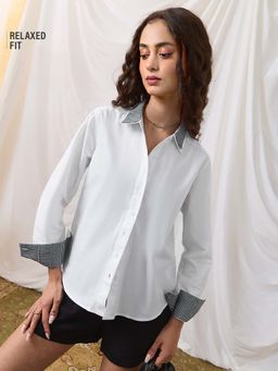 The Souled Store - Women Hue White Relaxed Fit Shirt