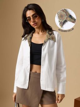 The Souled Store - Women White Prism Geometric Relaxed Fit Shirt