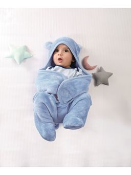 Mi Arcus - Ultra Soft Knitted Light Fur Plush Warm Blanket Wrapper 0-6 M- Light Blue