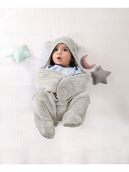 Mi Arcus - Ultra Soft Knitted Wearable Hooded Warm Light Fur Blanket Wrapper 0-6M Grey