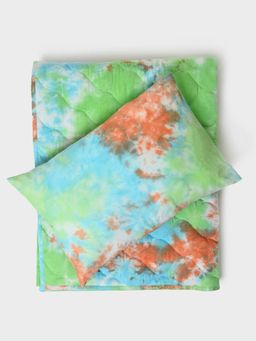 Mi Arcus - Green Tie-Dye Comforter & Matching Pillow Set – Travel-Friendly, 0 to 24 Y