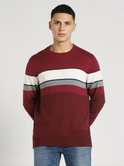 American Eagle - Red Striped Crew Neck Sweater