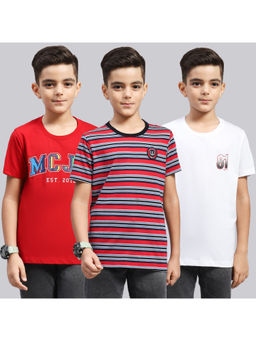 Monte Carlo - Boys Printed Multi Color Round Neck Half Sleeve T-Shirts (Pack of 3)