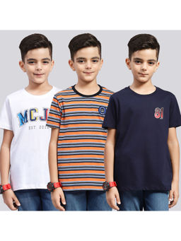 Monte Carlo - Boys Printed Multi Color Round Neck Half Sleeve T-Shirts (Pack of 3)