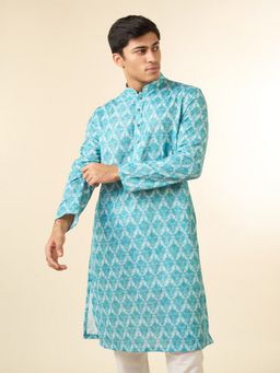 Diwas by Manyavar - Men Printed Blue Spark Kurta