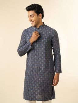 Diwas by Manyavar - Men Printed Opulent Blue Kurta