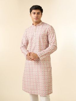 Diwas by Manyavar - Men Embroidered Elegant Pink Kurta